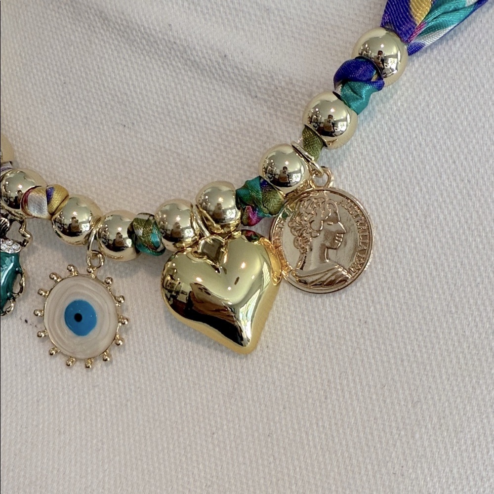 Gold and Multicolor Charm Necklace - Picture 3 of 7